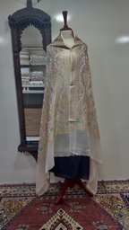 Shawl Pure Satin Silk With MultiResham/Golden Zari Work