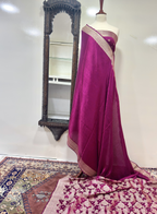 Saree Blended Shamoos Silk Center Plain Design With RoseGold Zari Work