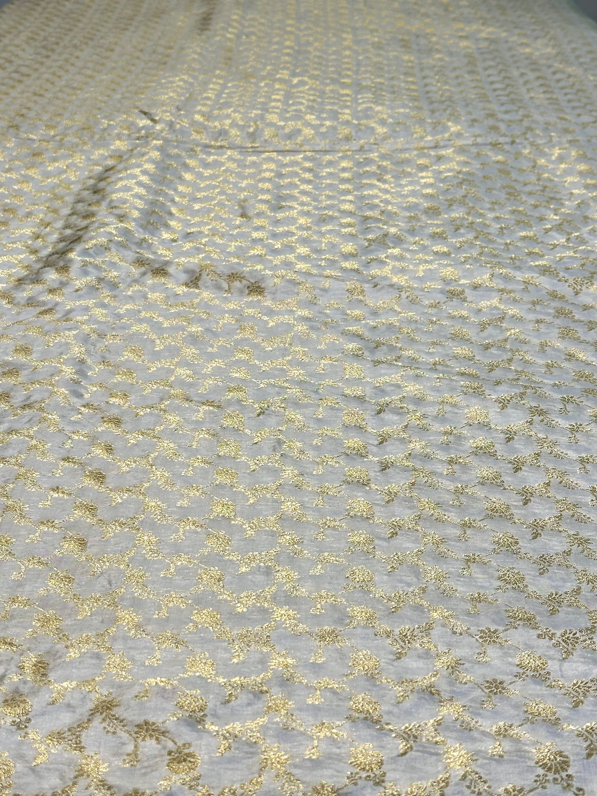 Pure Jangla Katan Silk With Yellow Golden Zari Work