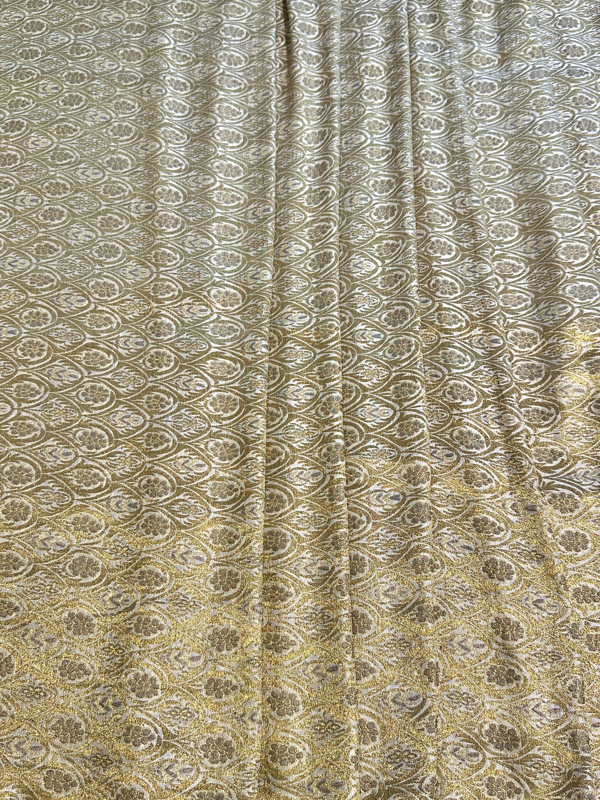 Jamawar Pure Kimkhab Atlas With Golden/Copper Zari Work