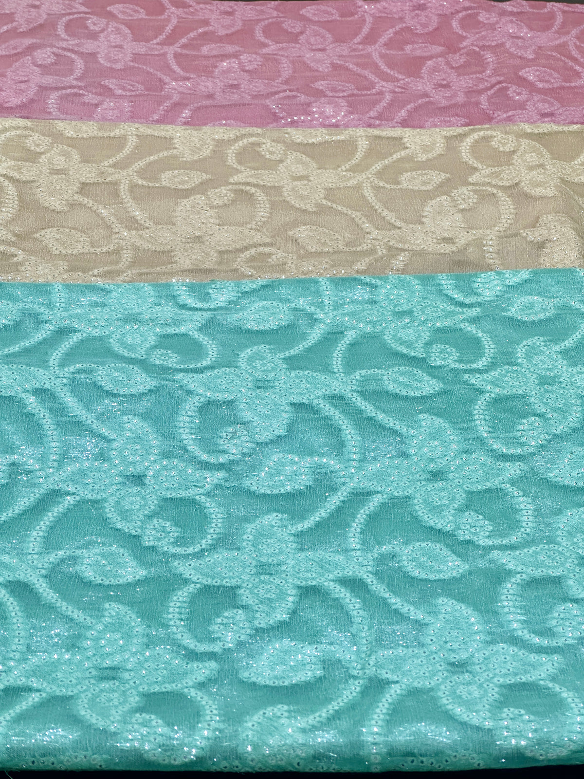 Shirt And Dupatta Pure Georgette Chiffon With Karandi Emboss Work