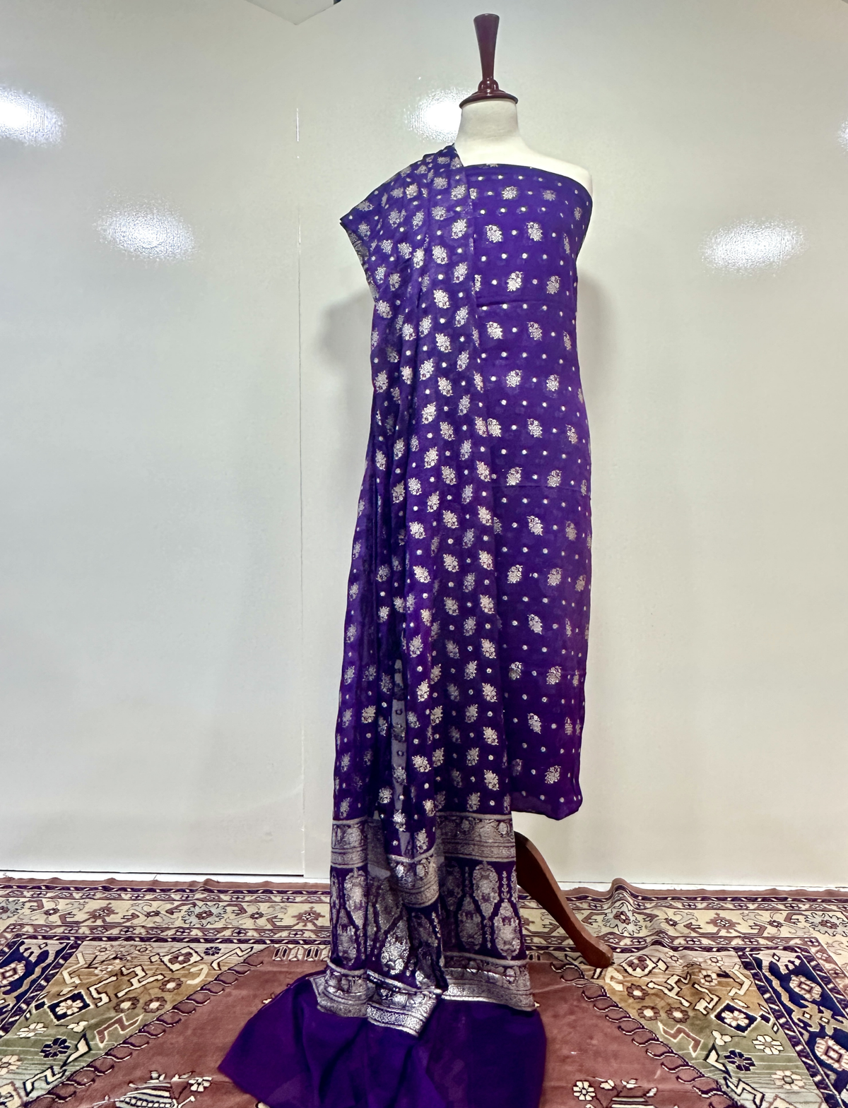 Shirt And Dupatta Pure Crinkle Chiffon With Lorex/RoseGold Zari Work