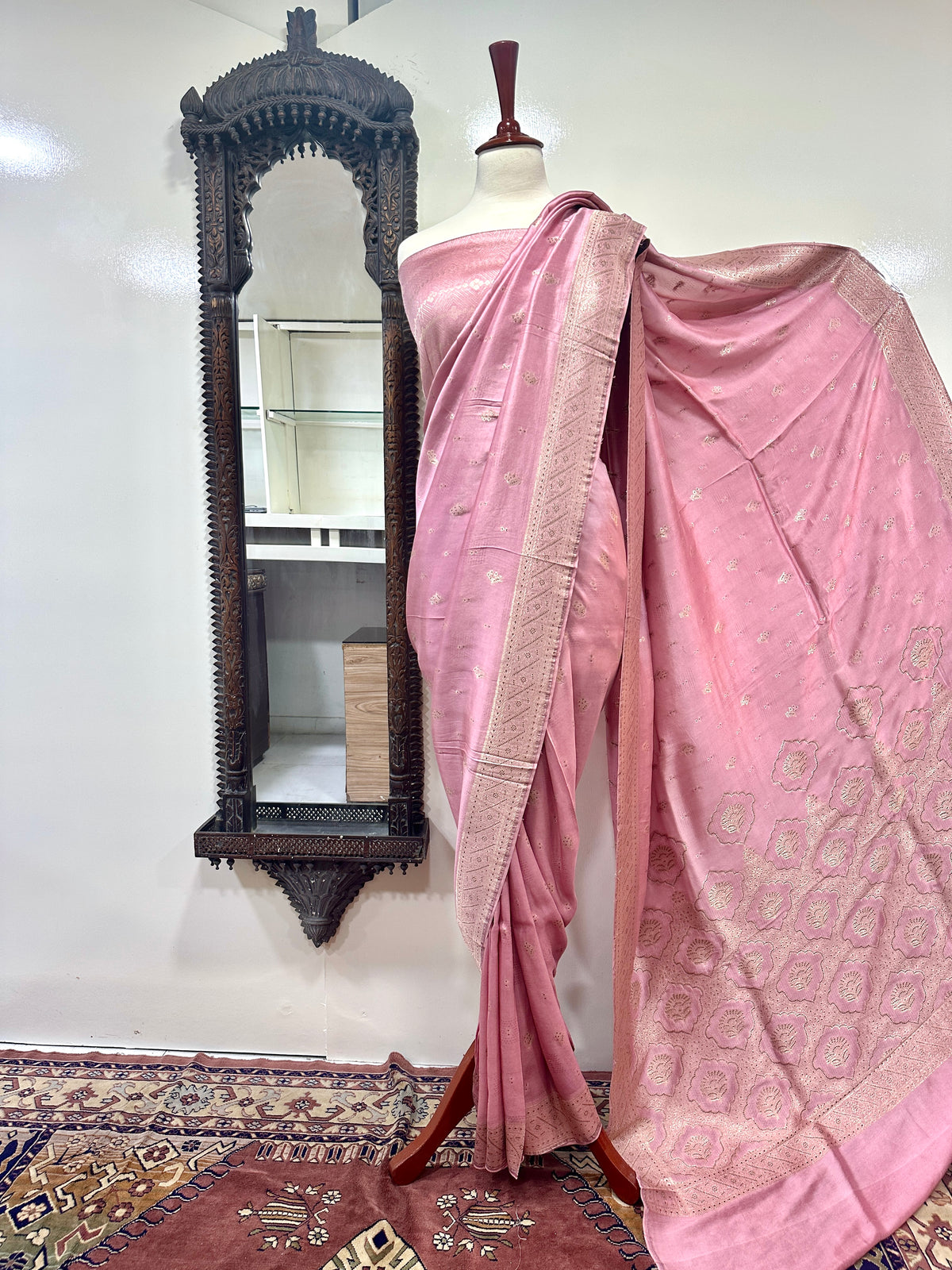 Saree Pure Sheesha Silk With Brown Copper Zari Work