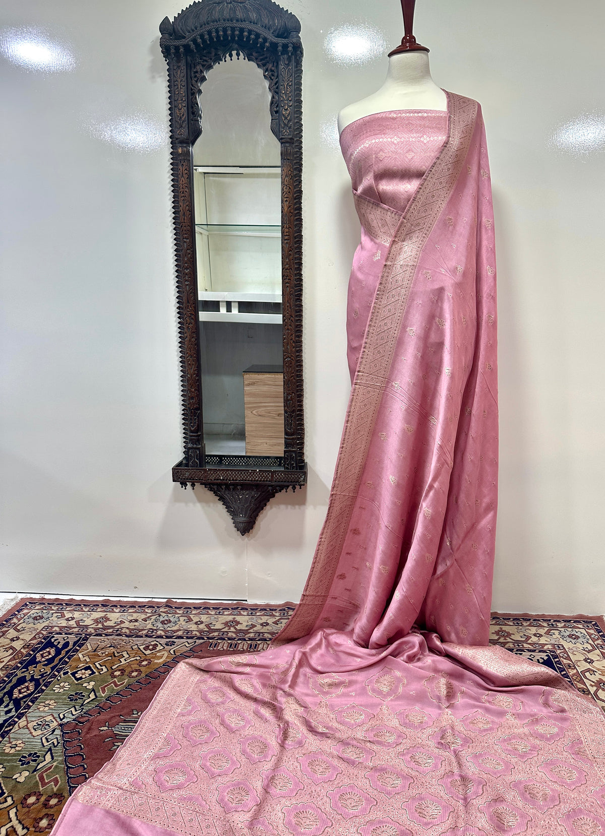Saree Pure Sheesha Silk With Brown Copper Zari Work