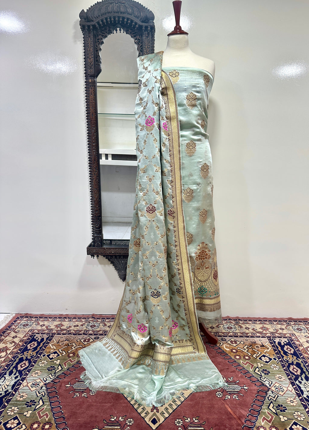 Shirt Dupatta Blended Shamoos Silk With MultiResham/Copper Zari Work