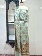 Shirt Dupatta Blended Shamoos Silk With MultiResham/Copper Zari Work