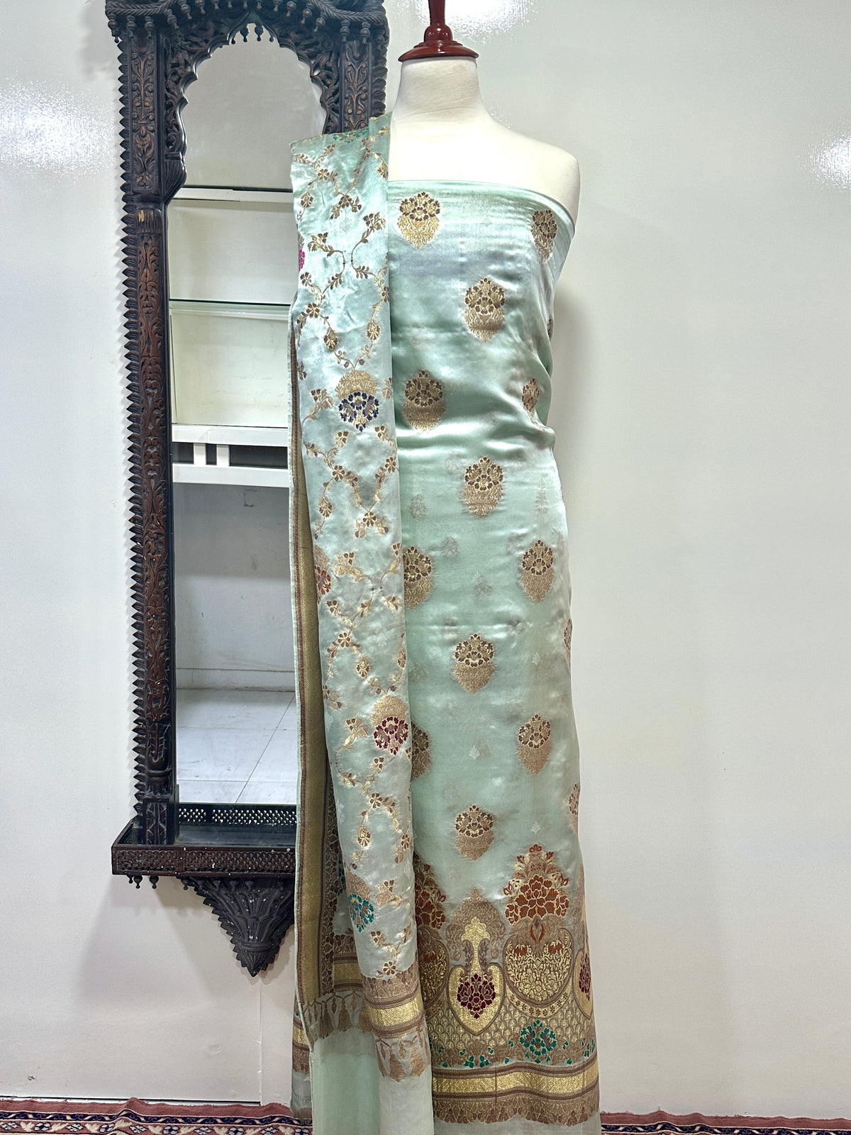 Shirt Dupatta Blended Shamoos Silk With MultiResham/Copper Zari Work