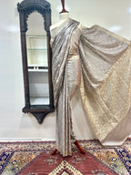 Saree Semipure Shamoos Silk With RoseGolden Zari Work