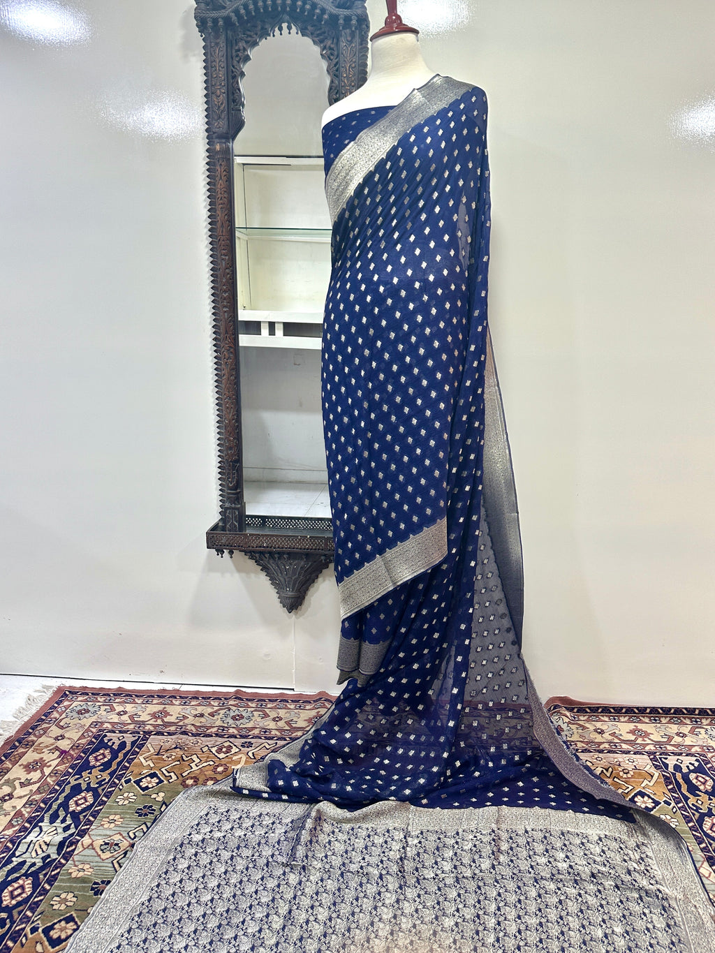 Saree Pure Crinkle Chiffon With RoseGold Zari Work
