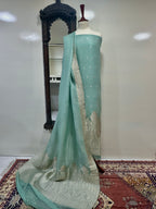 Shirt Dupatta Charmeuse Silk With RoseGolden Zari Work
