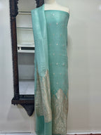 Shirt Dupatta Charmeuse Silk With RoseGolden Zari Work
