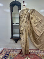 Saree Pure Chandheri Silk With Rosegolden Zari Work
