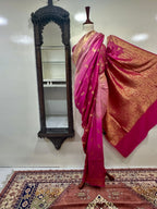 Saree Pure Kanjivaram Silk With Double Shade/Yellow Golden Zari Work