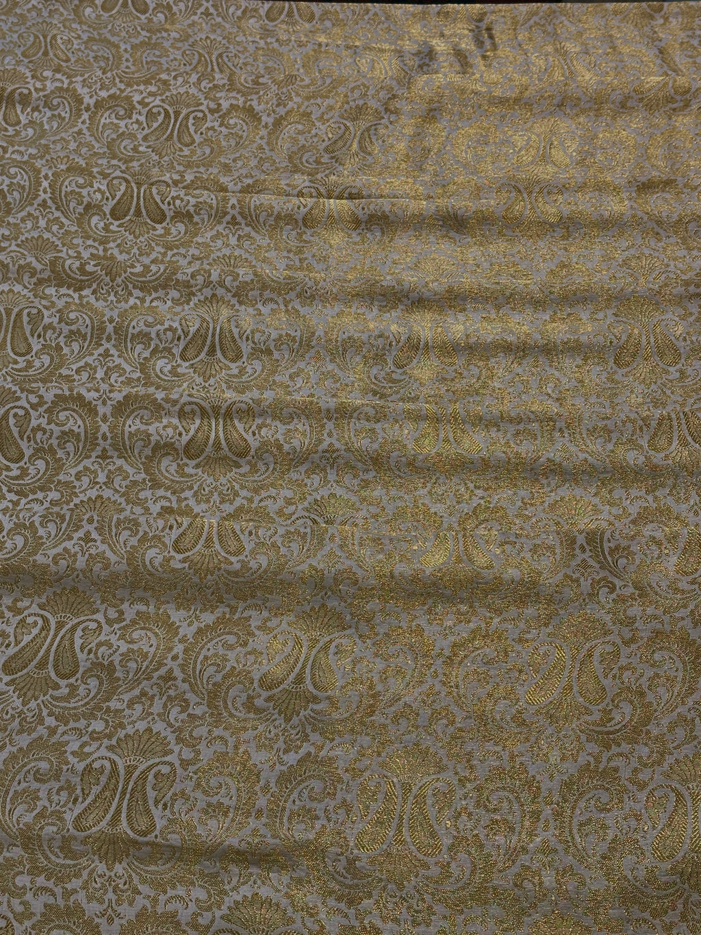 Pure Chiffon Atlas Jamawar With Yellow Golden Zari Work
