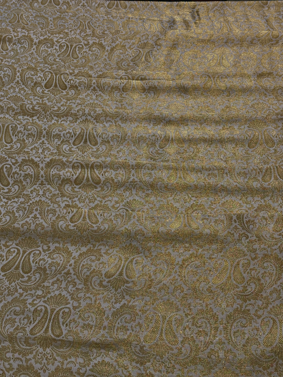 Pure Chiffon Atlas Jamawar With Yellow Golden Zari Work
