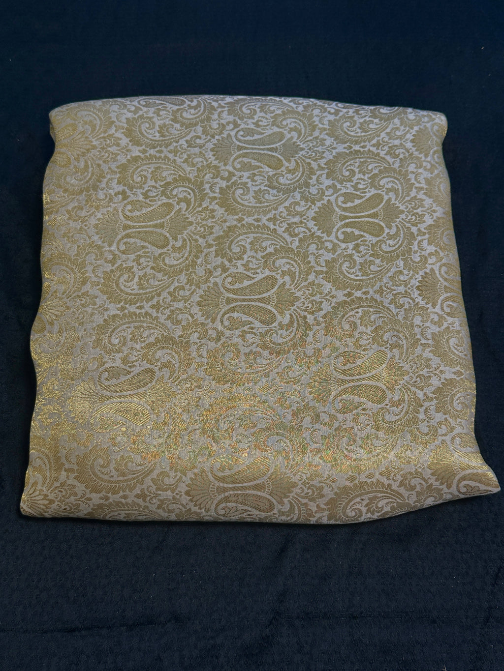 Pure Chiffon Atlas Jamawar With Yellow Golden Zari Work