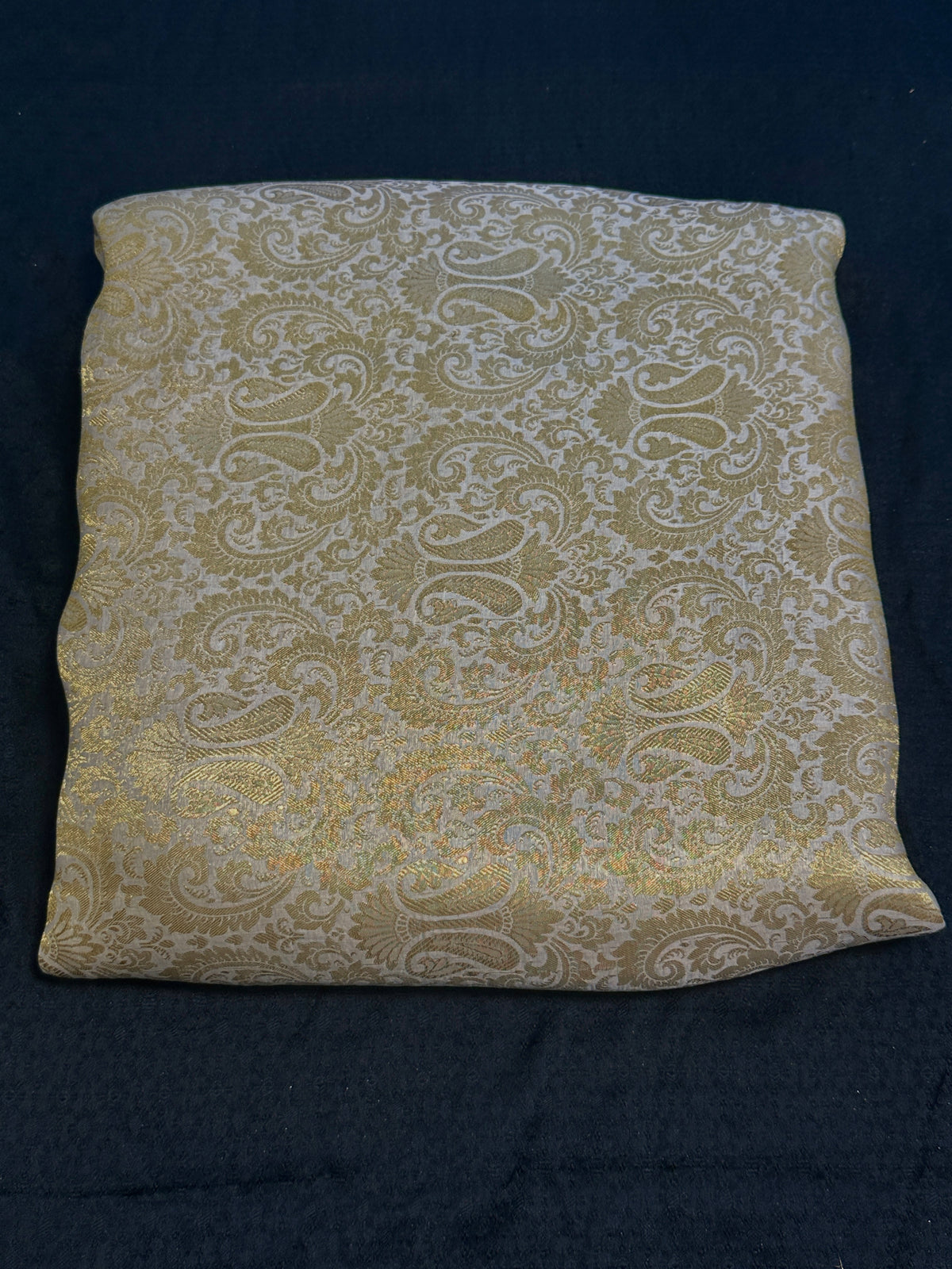 Pure Chiffon Atlas Jamawar With Yellow Golden Zari Work