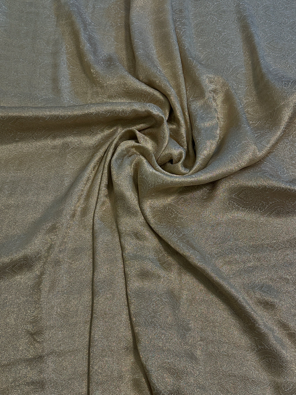 Pure Chiffon Atlas Jamawar With Rose Golden Zari Work