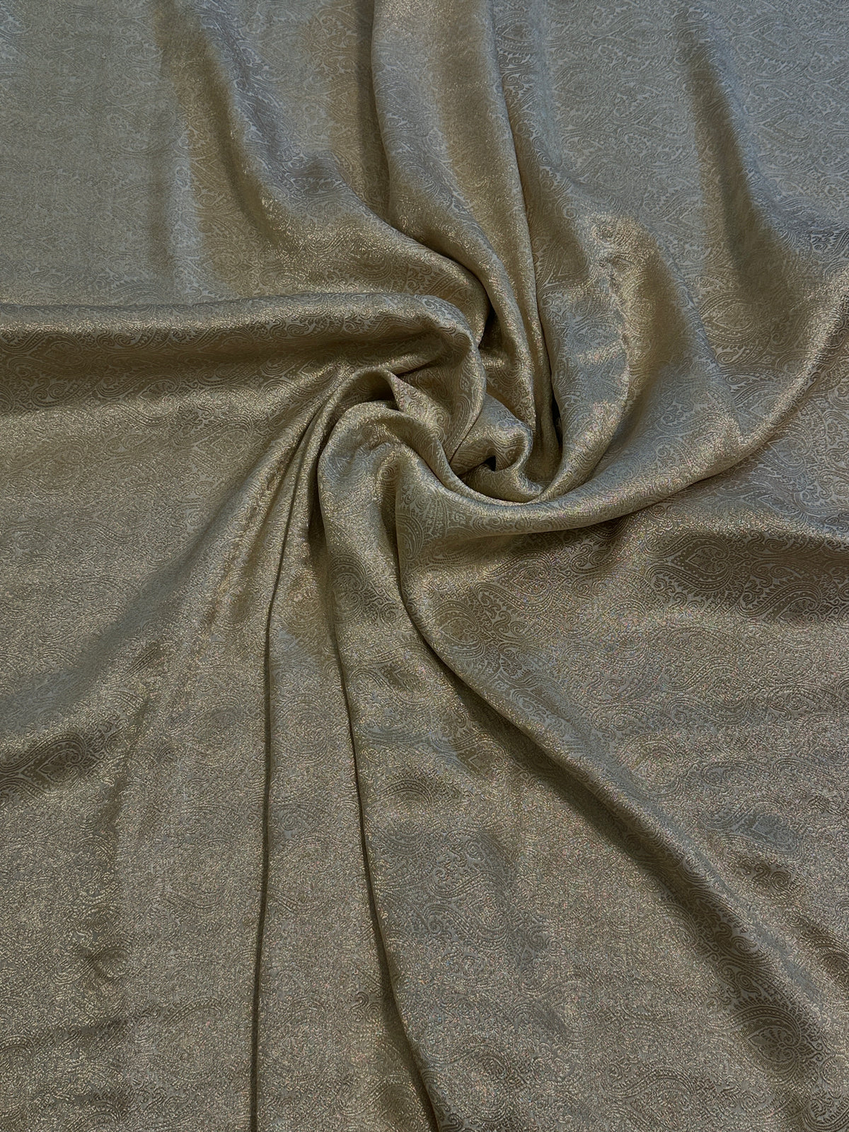 Pure Chiffon Atlas Jamawar With Rose Golden Zari Work