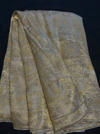 Jamawar Pure Kimkhab Atlas With Yellow Golden/Silver Zari Work