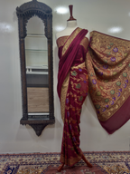 Saree Pure Satin Chiffon With Yellow Golden Zari/Multi Resham Work