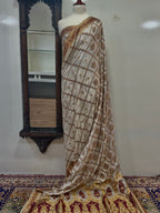 Saree Pure Pearl Chiffon With Golden Zari/Multi Resham Work
