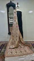 Shawl Pure Satin Silk With MultiResham/Golden Zari Work
