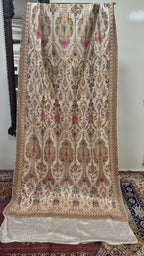 Shawl Pure Satin Silk With MultiResham/Golden Zari Work