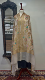 Shawl Pure Banarsi Kani Silk With MultiResham/Golden Zari Work