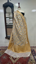 Dupatta Pure Satin Chiffon With Yellow Golden Zari Work