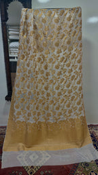 Dupatta Pure Satin Chiffon With Yellow Golden Zari Work