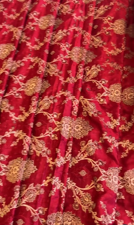 Jamawar Pure Shamoos Silk With Copper And RoseGolden Zari Work